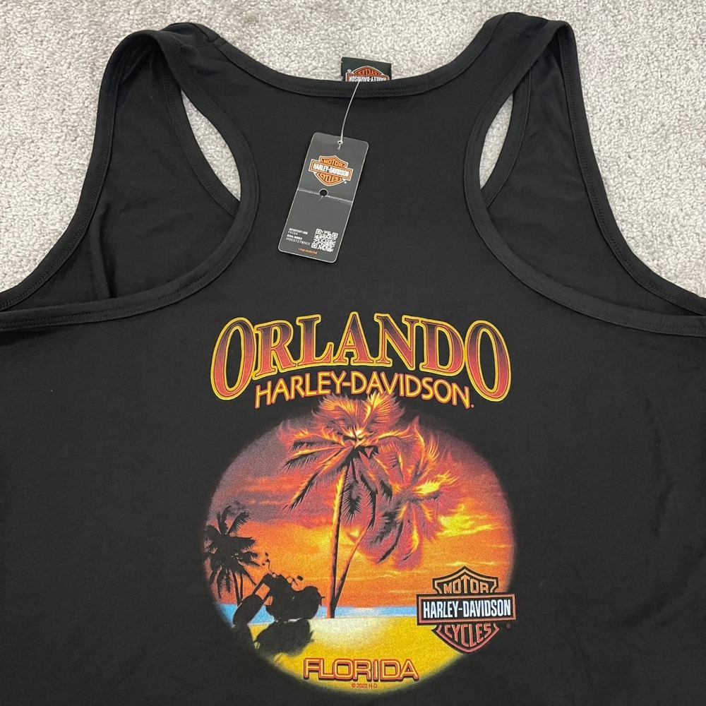 Harley Davidson Tank Top Womens 2XL Biker Racerback Palm Tree Graphic NWT